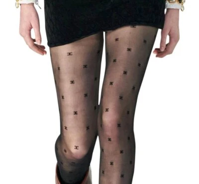 BRAND NEW CHANEL AUTHENTIC RUNWAY CC LOGO STOCKINGS TIGHTS PANTYHOSE SIZE SMALL