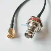 BNC female Jack nut bulkhead to SMA male plug jumper pigtail RG174 Cable 15CM