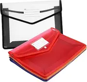 Veemoon Vertical File Folder Label Pocket 5pcs A4 Plastic Document Travel Folder for Easy Organization