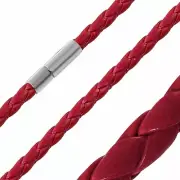 L-62cm W-4mm Chain Leather Braided Red Leather Of PVC With Lock IN Cuivr
