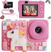 Kids Camera for Girls, 48MP Digital Camera with 1080P HD 2.0 Inch IPS Screen, 32GB SD Card, Selfie Mode, Birthday Toys for Boys & Girls Age 3-12