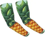[FHEDVBN] Tropical Fruit Pineapple Arm Sleeves Compression Arm Covers for Men Women Outdoor Sun Sleeves Cooling Sports Sleeve, Black