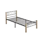 Mingle Wood & Metal Single Bed Frame – Maple And Black