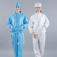 在飛比找樂天市場購物網優惠-防靜電工作服套裝戴帽噴漆服無塵食品工廠防塵服車間勞保工裝制服