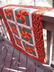 Handmade Patchwork Pumpkin Lane Quilt, Lap, Decor, Table, 37"x28", Orange
