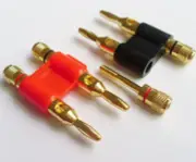 2pcs Gold Plated Dual 4mm Banana Plug Male Audio Speakers Adapter Red/Black new
