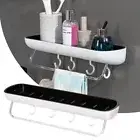 Waterproof Bathroom Shelf Drain Shower Caddy With Hooks Wall Mounted Accessories