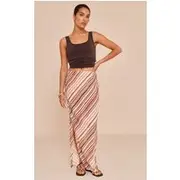 Petite Tan Striped Chiffon Maxi Skirt, Tan