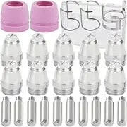 Plasma Cutter Torch Consumables for SG-55 AG-60 WSD-60 Welding Gun Extend Tip Electrode Ceramic Cup Bracket Replacement Parts 0.45'' Shied Cup Wire Guide Tip Nozzle Accessories Kit