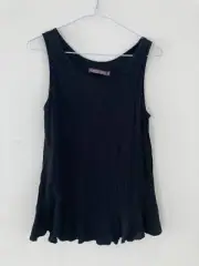 Mister Zimi Size 8 Black Singlet Top With Frill Hem Pre Owned Good Condition