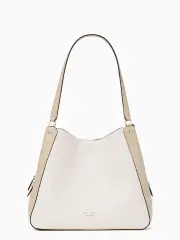 Leila Colourblock Pebbled Leather Medium Triple Compartment Shoulder Bag