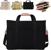 [Desolio] Moonelo Everything Tote Bag, Moonelo Everything Bag, Moonelo Bag, Canvas Tote Bag with Compartments (Black)