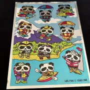 Vintage 1990 3M Foil Sticker Sheet - PANDA BEARS - Rare & HTF