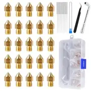 Comgrow 25PCS MK8 Ender 3 V2 Nozzles 0.4MM, 3D Printer Brass Hotend Nozzles with