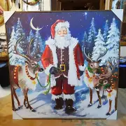Bringing in the Team Santa Claus Canvas painting Print and Oil Painting 36x36