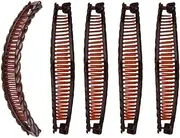 AIMALL 5X Multi-Functional Hair Ponytail Holder Banana Clips Plastic Black Claw Comb Clip