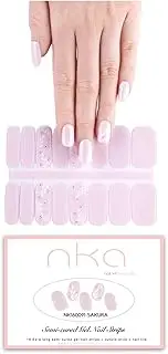 NKA Semi Cured Gel Nail Wraps, 16 Extra Long Double Ended Nail Stickers, UV Lamp Curing, Sakura Pink Confetti Style