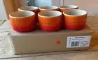 Le Creuset Stoneware Set of 6 Stackable Straight Wall 7oz Ramekins Flame NEW