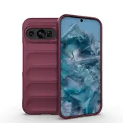 For Google Pixel 9 5G Case, Wavy Durable TPU Flannel Cover, Wine Red