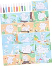 Kisangel 1 Set Sand Art Painting Kit Animal Themed DIY Craft with Colored Sand Creative Sensory Play for Thick Paper Smooth Edges Family Bonding Activity