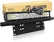 PICAA LED Light Strip LED Work Light 9D 20 Inch 510 W LED Light Bar 12 V LED Additional Headlight Bar LED Work Light Bar with License Plate Holder with Wiring Harness for SUV Offroad ATV UTV 4x4 Car