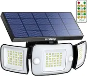intelamp Solar Outdoor Lights,Solar Motion Sensor Lights with Dual Sensors 6000mAh 1200LM Waterproof Solar Flood Lights Outdoor 270°Wide Angle Solar Security Lights with 4 Modes