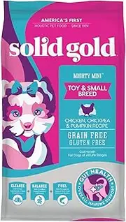 Solid Gold - Mighty Mini with Natural Chicken, Chickpeas and Pumpkin - Probiotic Support - Grain-Free - Holistic Dry Dog Food for Toy and Small Breed of All Life Stages