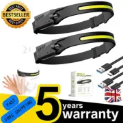 COB LED Headlamp Headlight Torch Flashlight Work Light Bar Head Band Lamp USB