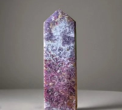 Unicorn Stone Large Tower Tourmaline Lepidolite Smoky Clevelandite Crystal point