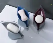 Leaf Shape Soap Dish with Drain - Suction Holder for Bathroom Organization