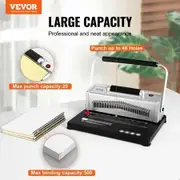 Coil Spiral Binding Machine, Manual Book Maker with Electric Binding, 46-Holes Binding 500 Sheets Punch Binder, with 100pcs 5/16'' Coil Binding Spines, for Letter Size, A4, A5