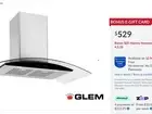 rangehood Glem 90cm Curved Glass Canopy Rangehood - Stainless Steel