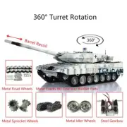 Henglong 7.0 Leopard2A6 RC 1/16 Tank 3889 Barrel Recoil Metal Tracks Rubber Snow