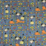 Pumpkin Patch Autumn Themed Cotton Fabric Scarecrows Sunflowers Crows 62" x 45"