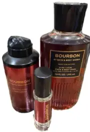Bath & Body Works BOURBON 3-in-1 Hair Face Body Wash + Spray + Cologne SET of 3