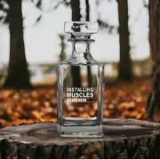 Installing Muscles Decanter 26 Oz Bourbon Whiskey Premium Glass Personalize NEW