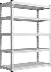 White Garage Shelving Racks 1M*1.8M Metal Shelving Storage Home Organization Shelves 500KG Large Capacity Shelves for Garage Kitchen Basement Warehouse Storage