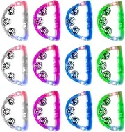 VENEKA 12 Pieces Light Up LED Tambourine, Musical Flashing Tambourine Glow Tambourines Handheld Percussion Instrument