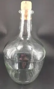 Clear Glass Bottle With Cork Stopper New 10" Tall