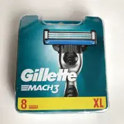 Gillette Mach 3 XL Razor Blade Cartridges 8 Pack Factory Sealed