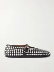 [Alaïa] Alaïa - Crystal-embellished Leather Ballet Flats - Black - IT42 IT 42 Black