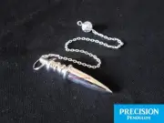 Silver Magic Wand Solid Metal Precision Pendulum and Chain Dowsing Divination