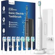 Electric Toothbrush for Adults with 8 Brush Heads - Sonic Electric Toothbrush with Toothbrush Holder and Travel Case (White)