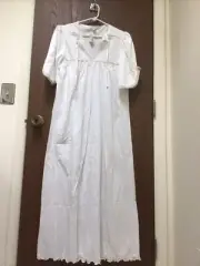 NWT Meltem white nightgown 100% cotton lace silk trim high end, maxi, sz S-M