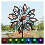 Yard Garden Wind Spinners with Solar Lights, Large Outdoor Metal Wind Spinner...
