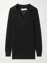 [Proenza Schouler White Label] Proenza Schouler White Label - Agnes Pointelle-knit Cotton Sweater - Black - medium medium Black