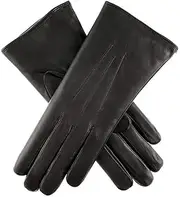 [Dents] Women's Ripley Rabbit Fur Leather Lined Gloves, Black, Size 8