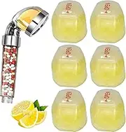 Vitamin C Shower Filter 6PCS Lemon Flavor Balm Vitamin C Infused Shower Head Filters Soften Hard Water, Head Helps Dry Skin & Hair Loss