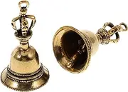 FOMIYES Brass Lucky Beads Hand Bell Meditation Prayer Bells 2Pcs Buddhist Meditation Bell for Self Healing Retro Bell Keychain Pendants for Decoration