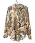 Princess Polly Womens Shirt Top Button Front Size 4 Brown Long Sleeve Boho